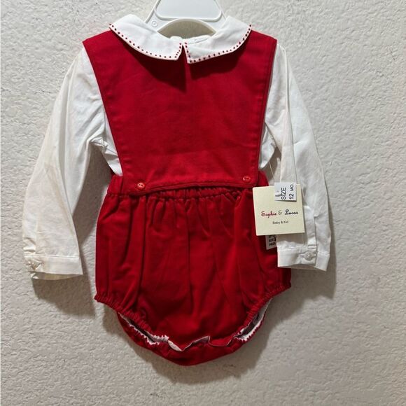 NWT Sophie & Lucas curdory kids  Overall  in red white - Picture 2 of 6